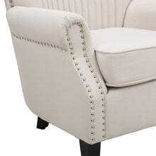Load image into Gallery viewer, Deep Cushioned Armchair Channel Accent Chair with Nailhead Trim Wingback Chairs Living and Home 
