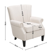Load image into Gallery viewer, Deep Cushioned Armchair Channel Accent Chair with Nailhead Trim Wingback Chairs Living and Home 
