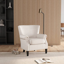 Load image into Gallery viewer, Deep Cushioned Armchair Channel Accent Chair with Nailhead Trim Wingback Chairs Living and Home 
