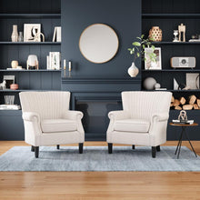 Load image into Gallery viewer, Deep Cushioned Armchair Channel Accent Chair with Nailhead Trim Wingback Chairs Living and Home 
