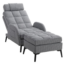 Load image into Gallery viewer, 128.5cm 180-Degree Folding Houndstooth Recliner Chair Sleeping Sofa Chair with Footstool Recliners Living and Home 
