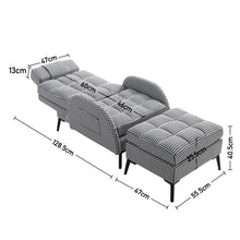 Load image into Gallery viewer, 128.5cm 180-Degree Folding Houndstooth Recliner Chair Sleeping Sofa Chair with Footstool Recliners Living and Home 
