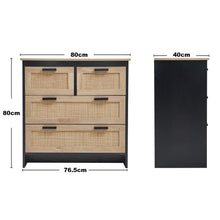 Load image into Gallery viewer, 80cm Wide Wooden Vintage Storage Cabinet with Rattan Drawer Console Table Cabinets Living and Home 
