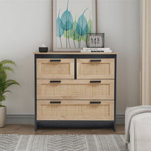 Load image into Gallery viewer, Wooden Vintage Storage Cabinet with Rattan Drawer Console Table Cabinets Living and Home 
