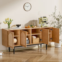 Load image into Gallery viewer, Livingandhome Modern Wood Woven 4-Door Accent Cabinet, JM2211JM2212
