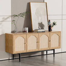 Load image into Gallery viewer, Livingandhome Modern Wood Woven 4-Door Accent Cabinet, JM2211JM2212
