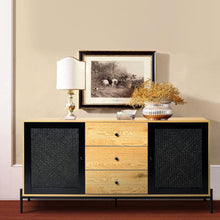 Load image into Gallery viewer, 155cm W Natural Solid Large Sideboard Rattan Cabinet with Drawers Cabinets Living and Home 
