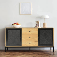 Load image into Gallery viewer, 155cm W Natural Solid Large Sideboard Rattan Cabinet with Drawers Cabinets Living and Home 
