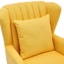 Load image into Gallery viewer, Yellow/Grey Contemporary Upholstered Wingback Chair and Footstool Set Wingback Chairs Living and Home 
