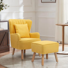 Load image into Gallery viewer, Yellow Contemporary Upholstered Wingback Chair and Footstool Set Wingback Chairs Living and Home 
