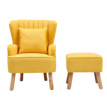 Load image into Gallery viewer, Yellow Contemporary Upholstered Wingback Chair and Footstool Set Wingback Chairs Living and Home 
