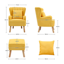 Load image into Gallery viewer, Yellow/Grey Contemporary Upholstered Wingback Chair and Footstool Set Wingback Chairs Living and Home 
