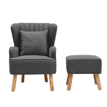 Load image into Gallery viewer, Yellow/Grey Contemporary Upholstered Wingback Chair and Footstool Set Wingback Chairs Living and Home 
