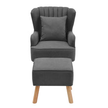 Load image into Gallery viewer, Yellow/Grey Contemporary Upholstered Wingback Chair and Footstool Set Wingback Chairs Living and Home 
