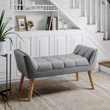 Load image into Gallery viewer, Tufted Fabric Bed Bench Upholstered Footstool Footstools Living and Home Grey 
