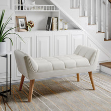 Load image into Gallery viewer, Tufted Fabric Bed Bench Upholstered Footstool Footstools Living and Home Creamy-white 
