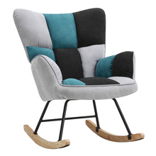 Load image into Gallery viewer, 3ft Patchwork Upholstered Rocking Chair with Wooden Skates
