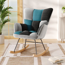 Load image into Gallery viewer, 3ft Patchwork Upholstered Rocking Chair with Wooden Skates
