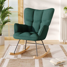 Load image into Gallery viewer, 3ft Patchwork Upholstered Rocking Chair with Wooden Skates
