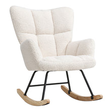 Load image into Gallery viewer, 3ft Patchwork Upholstered Rocking Chair with Wooden Skates
