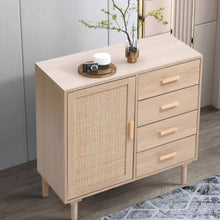 Load image into Gallery viewer, Wood and Rattan Accent Side Cabinet Living and Home 
