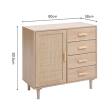 Load image into Gallery viewer, Wood and Rattan Accent Side Cabinet Living and Home 
