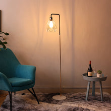 Load image into Gallery viewer, Modern Floor Lamp with Marble Base - Dimmable Floorlamp Living and Home French gold and black stem with French gold lampshade 
