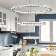 Load image into Gallery viewer, Pendant White LED Crystal Chandelier 2/3 Ring Design Ceiling Light Lighting Lamp-Non-Dimmable Pendants Living and Home 96w 
