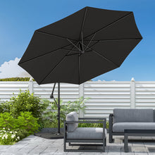 Load image into Gallery viewer, 3M Black Sun Parasol Hanging Banana Umbrella Parasols Living and Home Cross base+Petal water tank base 
