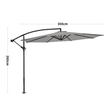 Load image into Gallery viewer, 3M Light Grey Sun Parasol Hanging Banana Umbrella Parasols Living and Home Without base 
