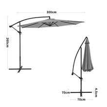 Load image into Gallery viewer, 3M Light Grey Sun Parasol Hanging Banana Umbrella Parasols Living and Home Cross base 
