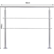 Load image into Gallery viewer, Silver Floor Mount Stainless Steel Handrail for Slopes and Stairs Garden Fences &amp; Wall Hedges Living and Home With 2 Cross Bar 
