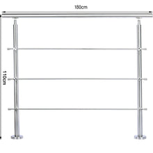 Load image into Gallery viewer, Silver Floor Mount Stainless Steel Handrail for Slopes and Stairs Garden Fences &amp; Wall Hedges Living and Home With 3 Cross Bar 
