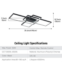 Load image into Gallery viewer, Modern LED Ceiling Light with 3 Black Rectangle Lampshades Ceiling Lights Living and Home 
