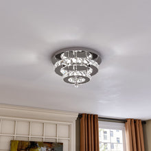 Load image into Gallery viewer, Stacked LED Ceiling Light with Crystal Rims Ceiling Lights Living and Home W 30 x L 30 x H 14 cm Non-dimmable (White Glow) 
