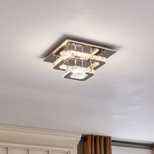 Load image into Gallery viewer, Modern Square Tiered Crystal Ceiling Light Ceiling Lights Living and Home W 30 x L 30 x H 12 cm Dimmable (Warm Glow) 
