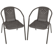 Load image into Gallery viewer, Garden Ripple Round Table With Umbrella Hole Or 2/4/6 Stacking Chairs Garden Dining Sets Living and Home Only 2Pcs Brown Chairs 
