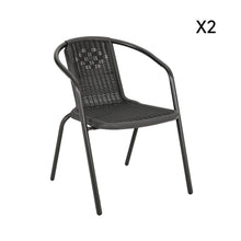 Load image into Gallery viewer, PE Rattan Stacking Garden Chairs Set of 2
