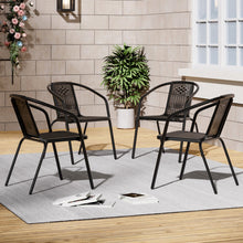 Load image into Gallery viewer, Outdoor Tempered Glass Garden Table with Four Rattan Chairs,LG0890LG0792
