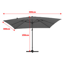 Load image into Gallery viewer, Large Square Canopy Rotating Outdoor Cantilever Parasol with Base
