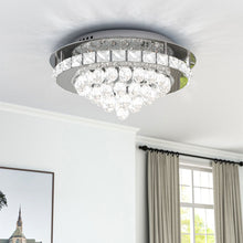 Load image into Gallery viewer, Crystal Round Crystal-droplets LED Semi Flush Mount Ceiling Light
