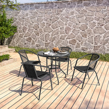 Load image into Gallery viewer, Outdoor Tempered Glass Garden Table with Four Rattan Chairs
