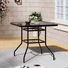 Load image into Gallery viewer, Metallic and Tempered Glass Garden Table with Parasol Hole Outdoor
