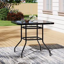 Load image into Gallery viewer, Metallic and Tempered Glass Garden Table with Parasol Hole Outdoor
