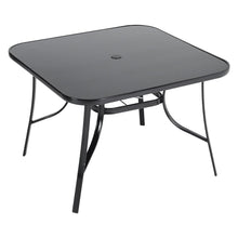 Load image into Gallery viewer, Metallic and Tempered Glass Garden Table with Parasol Hole Outdoor
