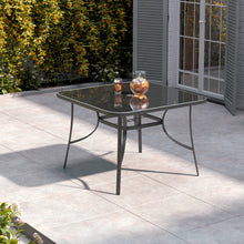 Load image into Gallery viewer, Metallic and Tempered Glass Garden Table with Parasol Hole Outdoor

