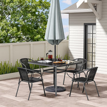Load image into Gallery viewer, Garden Square Tempered Glass Table and Rattan Chairs Garden Dining Sets Living and Home W 105 x L 105 x H 70.5cm Table with 4 Chairs 
