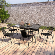 Load image into Gallery viewer, Outdoor Tempered Glass Garden Table with Six Rattan Chairs
