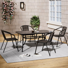 Load image into Gallery viewer, Outdoor Tempered Glass Garden Table with Four Rattan Chairs
