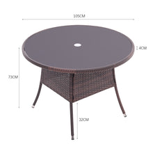 Load image into Gallery viewer, Garden Wicker Tempered Glass Table with Parasol Hole
